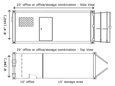 storage and shipping container rental specs 20' container