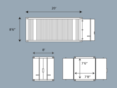 storage and shipping container rental specs 20' container